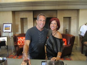 Naomi Loomis enjoying a glass of red wine with her husband, Stan